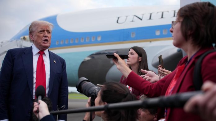 Trump's getaway: Trade talks, golfing and protests