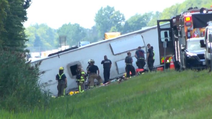 At least five killed in New York state tour bus crash