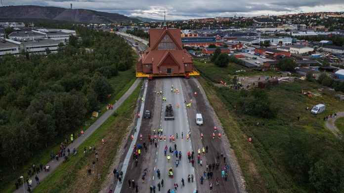Swedish church arrives at new home after two-day journey