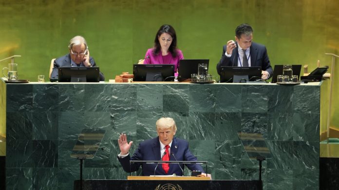 Packed hall as Trump goes off script on biggest stage