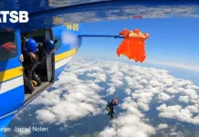 Caught on camera: Parachutist left hanging from plane’s tail mid-air Watch: Moment skydiver left dangling on plane's tail