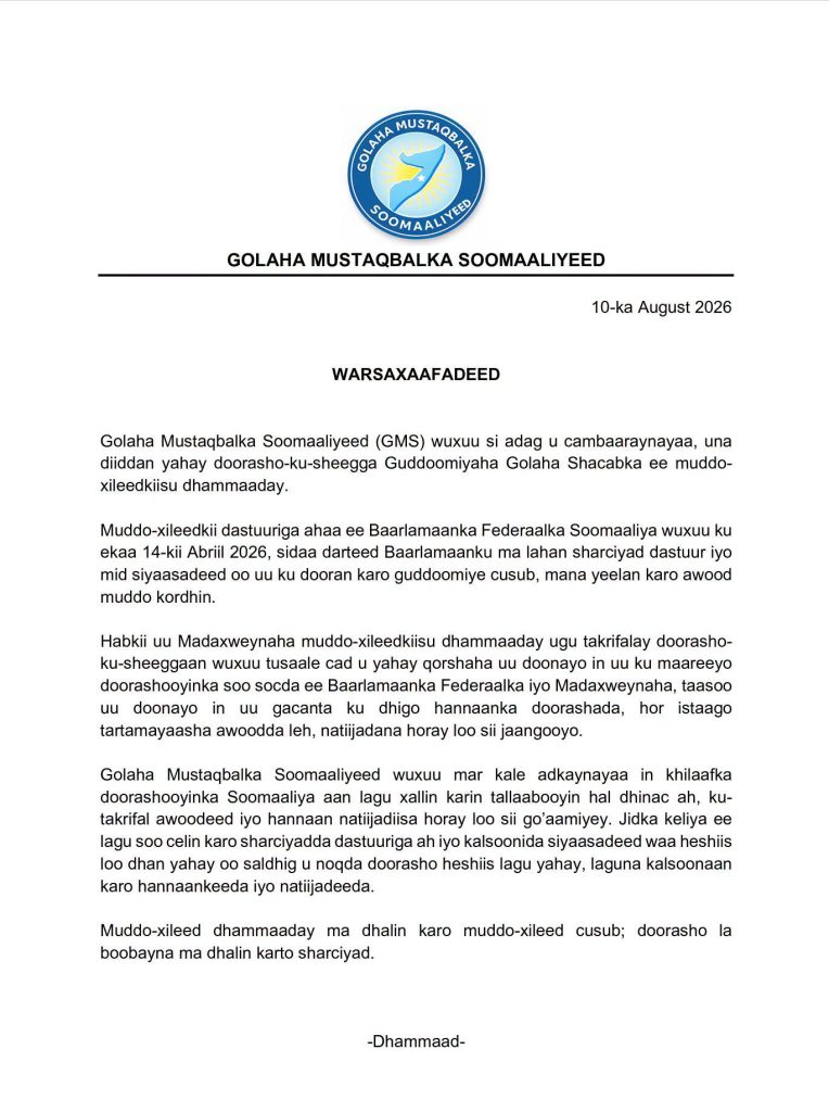 Golaha Mustaqbalka oo ka soo horjeestey doorashada guddoomiyaha Baarlamaanka